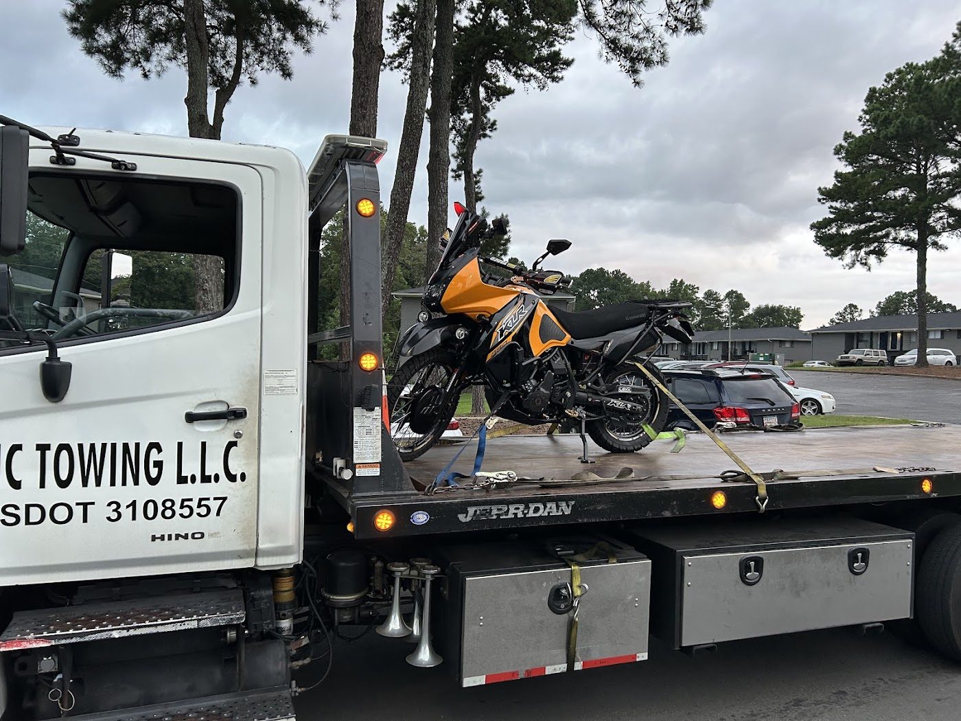 Motorcycle on an Epic Towing flatbed