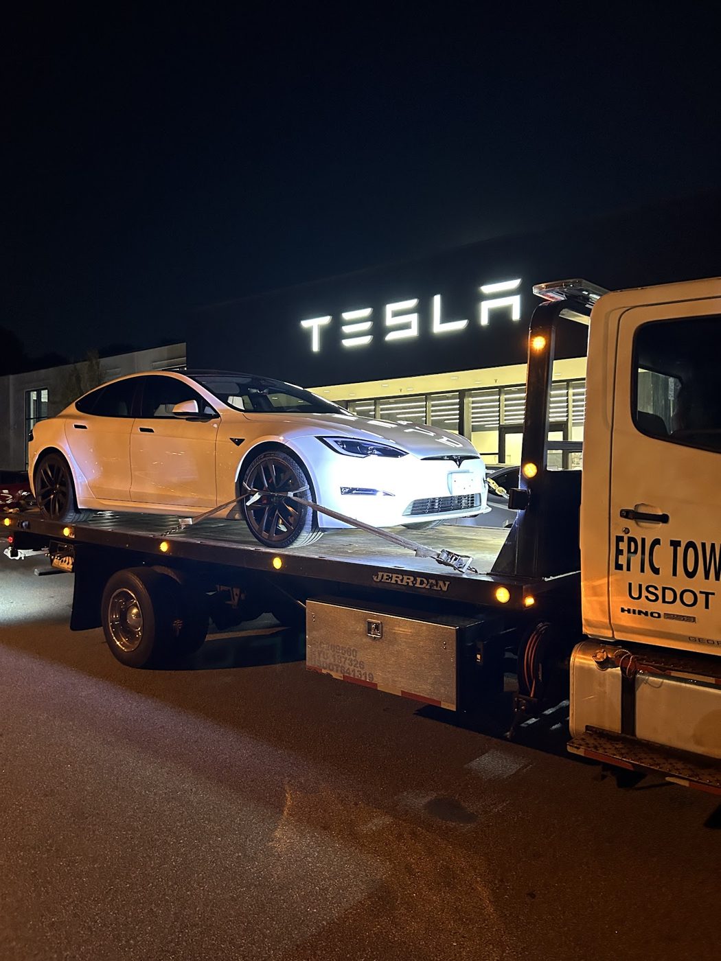 Night tow of a sports car